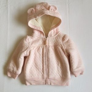 simple joys pink sherpa lined zip-up hoodie sweatshirt 3-6 months baby girl
